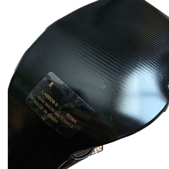 Cape Robbin Black Spike Trim Strappy Thong High Heels 8 - Picture 5 of 5